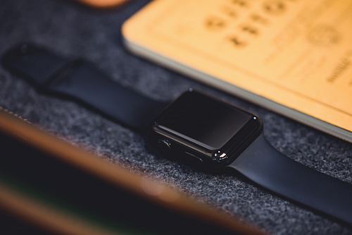 space black stainless steel case Apple Watch with black Sport Band